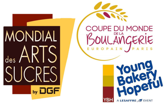 Trio de copas de panadería y pastelería en Paris